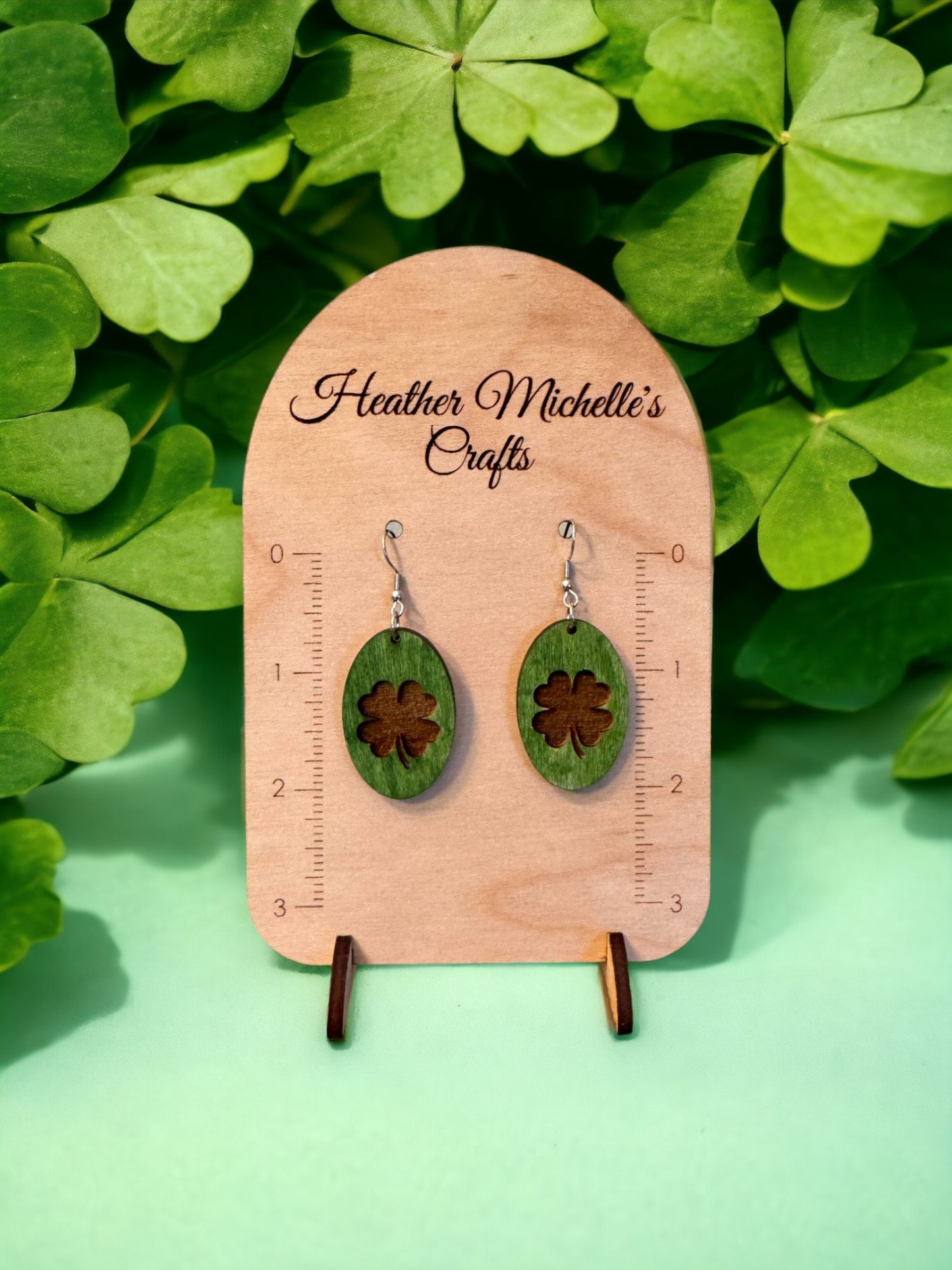 Earrings - Shamrock #1, hand painted