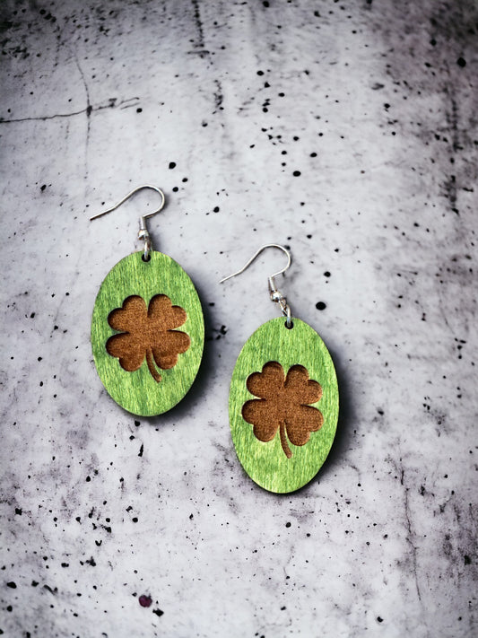 Earrings - Shamrock #1, hand painted