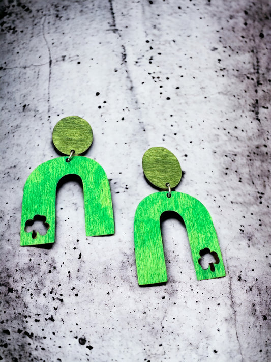 Earrings - Shamrock #5, hand painted