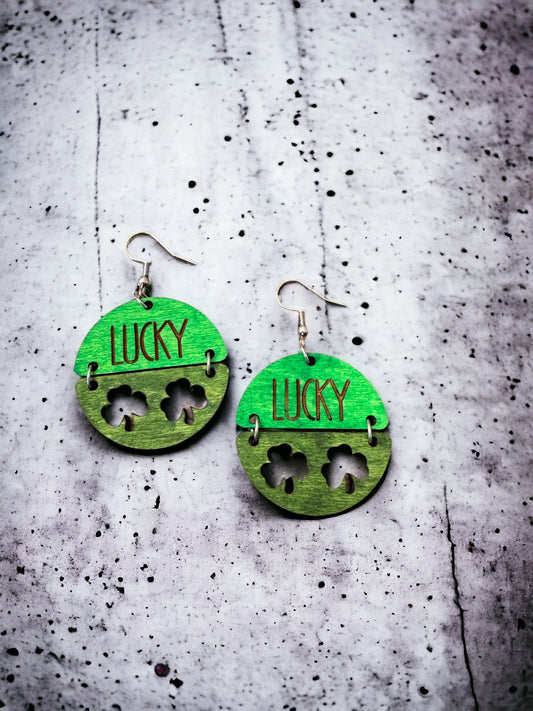 Earrings - Shamrock #4, hand painted